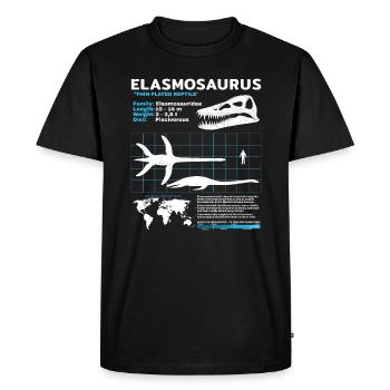 Fiche d’information sur Elasmosaurus - T-shirt Premium bio Homme - noir - Devant - Nico (187cm)