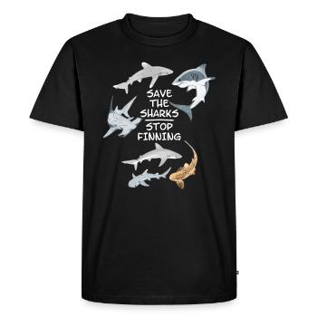 Sauvez les requins Arrêtez les nageoires - T-shirt Premium bio Homme - noir - Devant - Nico (187cm)