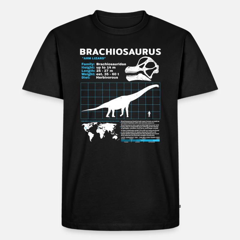 Brachiosaurus Datenblatt - Männer Premium Bio T-Shirt - Schwarz