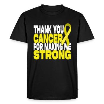 Merci Cancer de m’avoir rendu fort - T-shirt Premium bio Homme - noir - Devant - Nico (187cm)