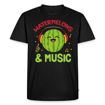 Watermelons and Music Notes Musician Summer Fruit - Men's Premium Organic T-Shirt - black - Front - Nico (187cm)