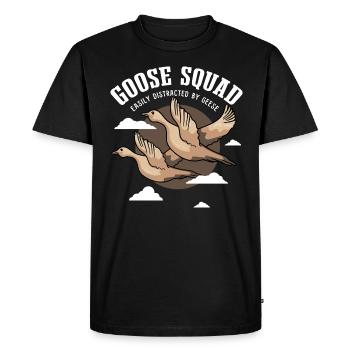 Goose Squad Ironic Quote Cute Geese Squad - Men's Premium Organic T-Shirt - black - Front - Nico (187cm)