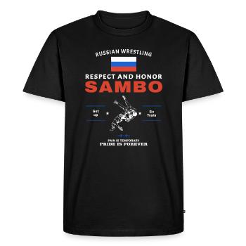 Sambo Fighter - Men's Premium Organic T-Shirt - black - Front - Nico (187cm)