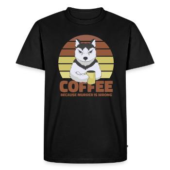 Coffee Dog Husky - Men's Premium Organic T-Shirt - black - Front - Nico (187cm)