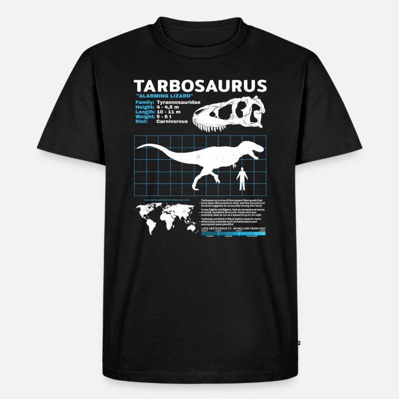 Tarbosaurus fact sheet - Männer Premium Bio T-Shirt - Schwarz