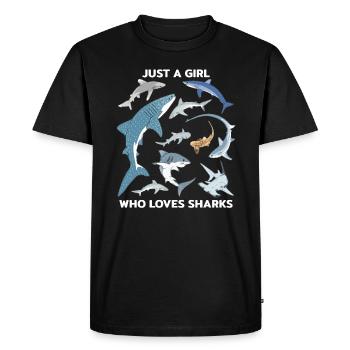 Just a girl who loves Sharks - Men's Premium Organic T-Shirt - black - Front - Nico (187cm)