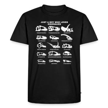 Juste un garçon qui aime les dinosaures - T-shirt Premium bio Homme - noir - Devant - Nico (187cm)