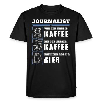 Mon quotidien de journaliste - T-shirt Premium bio Homme - noir - Devant - Nico (187cm)
