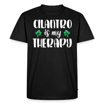 Coriandre Est Ma Thérapie J'aime La Coriandre - T-shirt Premium bio Homme - noir - Devant - Nico (187cm)