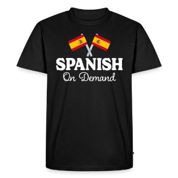Espagnol Sur Demande Interprète Espagnol - T-shirt Premium bio Homme - noir - Devant - Nico (187cm)