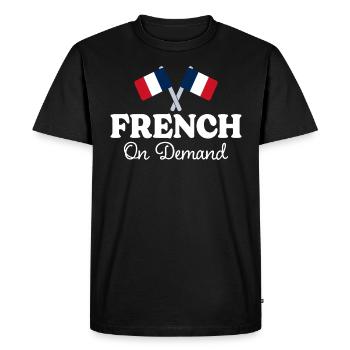 Français Sur Demande Interprète Français - T-shirt Premium bio Homme - noir - Devant - Nico (187cm)