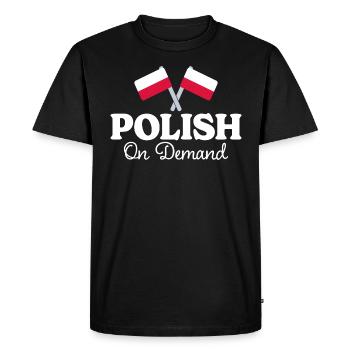 Traducteur Polonais Interprète Polonais - T-shirt Premium bio Homme - noir - Devant - Nico (187cm)