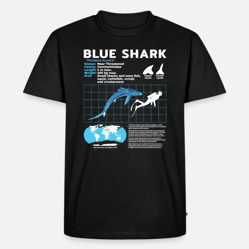 Blauhai Datenblatt Fact Sheet - Männer Premium Bio T-Shirt - Schwarz