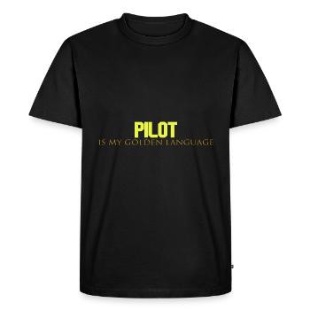 Pilot is my golden tongue - Men's Premium Organic T-Shirt - black - Front - Nico (187cm)