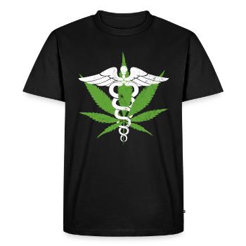 Marijuana médicale - herbe de cannabis thérapeutique - T-shirt Premium bio Homme - noir - Devant - Nico (187cm)