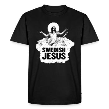 Swedish Jesus weisser Hintergrund - Männer Premium Bio T-Shirt - Schwarz - Vorne - Nico (187cm)