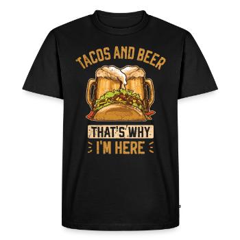 Tacos et bière Tacos et bière Cuisine mexicaine - T-shirt Premium bio Homme - noir - Devant - Nico (187cm)