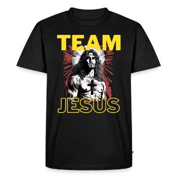 Équipe Jésus, Solidarité pour toutes les religions, Bible - T-shirt Premium bio Homme - noir - Devant - Nico (187cm)