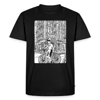 Eye-catching, cool look, shirt for mountain bikers - Men's Premium Organic T-Shirt - black - Front - Nico (187cm)