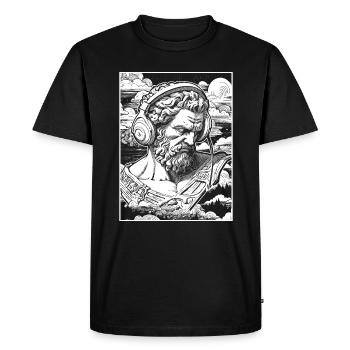 La mode de rue de Zeus : nuages et rythmes mélodiques - T-shirt Premium bio Homme - noir - Devant - Nico (187cm)