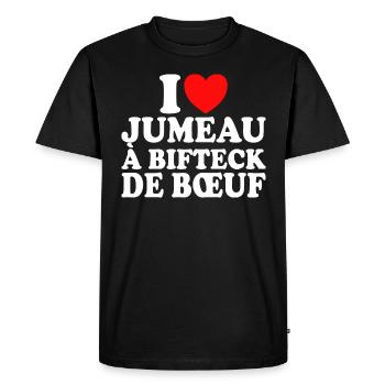 Boucher I Love Jumeau À Bifteck De Boeuf - T-shirt Premium bio Homme - noir - Devant - Nico (187cm)