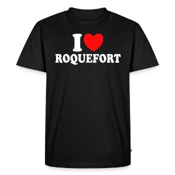 Humour I Love Roquefort Fromage - T-shirt Premium bio Homme - noir - Devant - Nico (187cm)