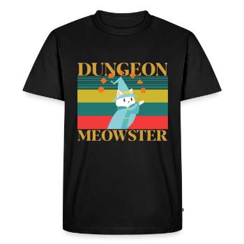 Donowon chat rétro meowster - cadeau de dés rpg - T-shirt Premium bio Homme - noir - Devant - Nico (187cm)