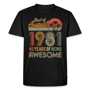 Août 1981 né 40 anniversaire Rétro Vintage - T-shirt Premium bio Homme - noir - Devant - Nico (187cm)