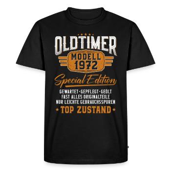 Oldtimer Baujahr 1972 geboren Geburtstagsspruch - Männer Premium Bio T-Shirt - Schwarz - Vorne - Nico (187cm)