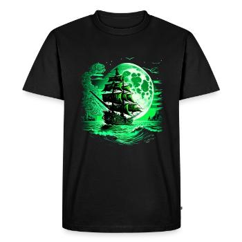 Voilier historique à la pleine lune. - T-shirt Premium bio Homme - noir - Devant - Nico (187cm)