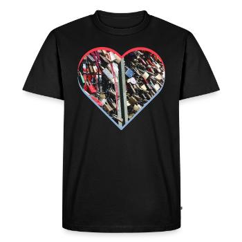Serrures d’amour de cœur - T-shirt Premium bio Homme - noir - Devant - Nico (187cm)
