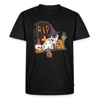 Cute and creepy Burmese Halloween cat - Men's Premium Organic T-Shirt - black - Front - Nico (187cm)