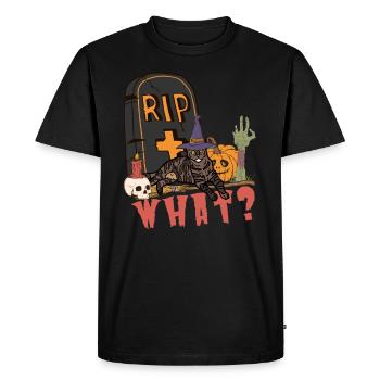 Chat mignon et effrayant à poil court Halloween - T-shirt Premium bio Homme - noir - Devant - Nico (187cm)