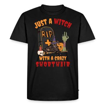 Chat mignon et effrayant à poil court Halloween - T-shirt Premium bio Homme - noir - Devant - Nico (187cm)