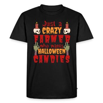 Creepy Funny Halloween Saying Farmer Farmer - Men's Premium Organic T-Shirt - black - Front - Nico (187cm)