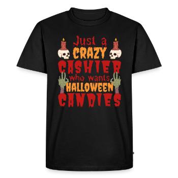 Effrayant drôle Halloween disant caissier - T-shirt Premium bio Homme - noir - Devant - Nico (187cm)