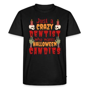 Creepy funny Halloween saying dentist - Men's Premium Organic T-Shirt - black - Front - Nico (187cm)