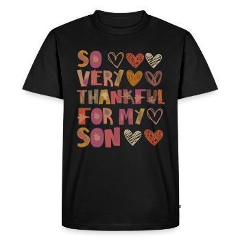 Thankful for my son Autumn Son Child Gratitude - Men's Premium Organic T-Shirt - black - Front - Nico (187cm)