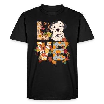 Chien dalmate Automne Gratitude Amour - T-shirt Premium bio Homme - noir - Devant - Nico (187cm)