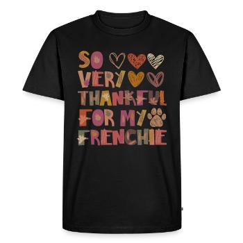 Merci pour mon Français Bulldog Dog Autumn Merci - T-shirt Premium bio Homme - noir - Devant - Nico (187cm)