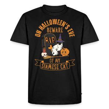 Mignon et effrayant Halloween Chat siamois Siam chat - T-shirt Premium bio Homme - noir - Devant - Nico (187cm)
