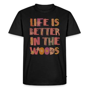 Wald im Herbst Dankbarkeit Blätter - Männer Premium Bio T-Shirt - Schwarz - Vorne - Nico (187cm)