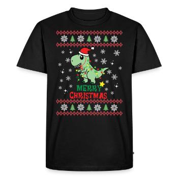 Noël Mignon Dinosaure Kawaii - T-shirt Premium bio Homme - noir - Devant - Nico (187cm)