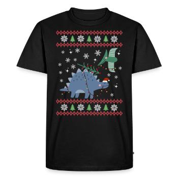 Christmas Sweet Dinosaur Kawaii - Men's Premium Organic T-Shirt - black - Front - Nico (187cm)