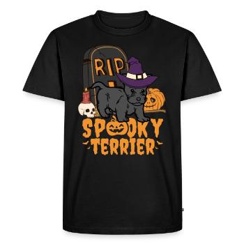 Cute Scottish Terrier Halloween Lover Kawaii - Men's Premium Organic T-Shirt - black - Front - Nico (187cm)