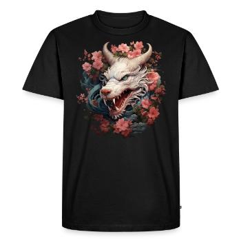 Chinese Dragon Floral C-drama Xianxia Wuxia - Men's Premium Organic T-Shirt - black - Front - Nico (187cm)