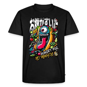 Hungry hotdog - Men's Premium Organic T-Shirt - black - Front - Nico (187cm)