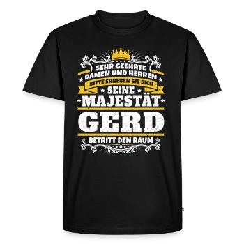 Sa Majesté Gerd - T-shirt Premium bio Homme - noir - Devant - Nico (187cm)