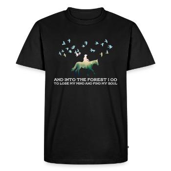 Dans la forêt je vais perdre la tête - T-shirt Premium bio Homme - noir - Devant - Nico (187cm)