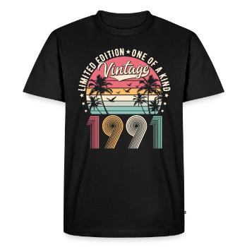 1991 Vintage Birthday Vintage Retro Gift - Men's Premium Organic T-Shirt - black - Front - Nico (187cm)